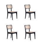 Sedia da pranzo in rattan e canna con struttura in legno di frassino