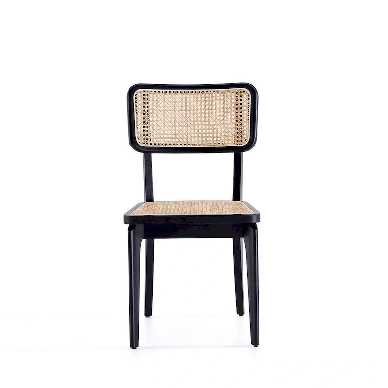 Sedia da pranzo in rattan e canna con struttura in legno di frassino