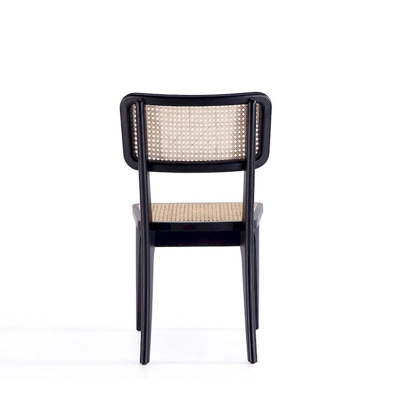 Sedia da pranzo in rattan e canna con struttura in legno di frassino