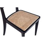 Sedia da pranzo in rattan e canna con struttura in legno di frassino