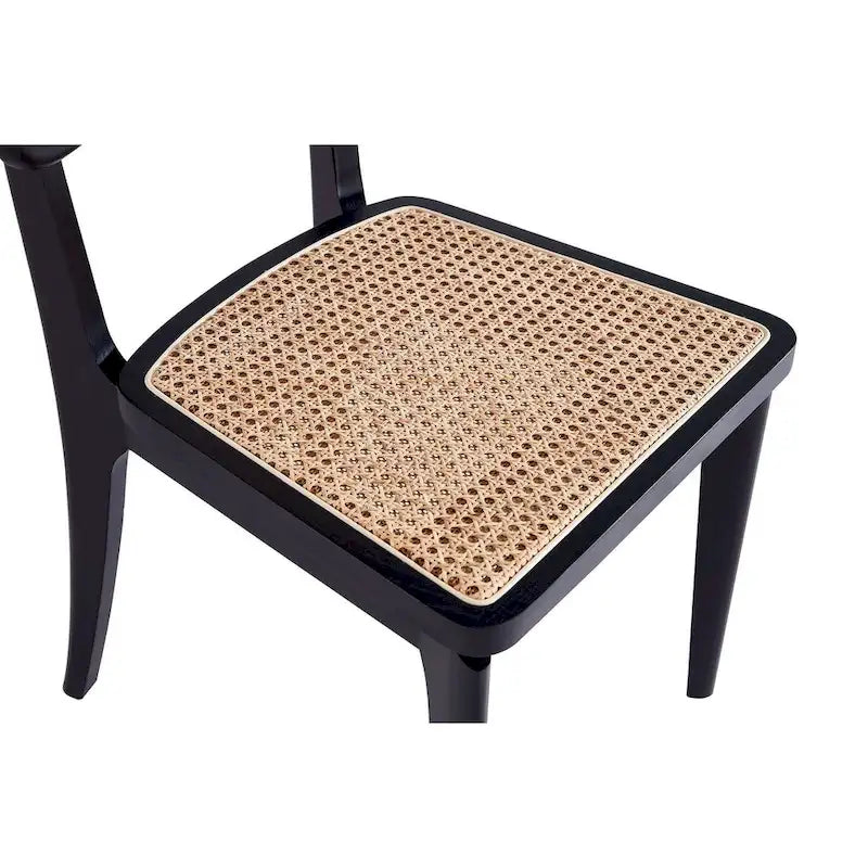 Sedia da pranzo in rattan e canna con struttura in legno di frassino
