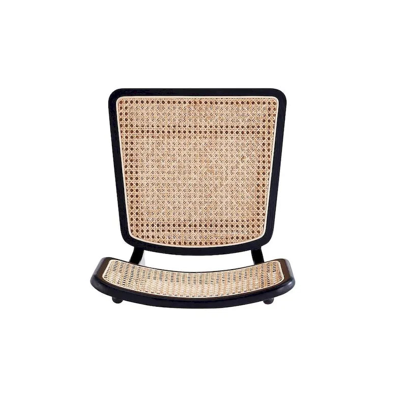 Sedia da pranzo in rattan e canna con struttura in legno di frassino