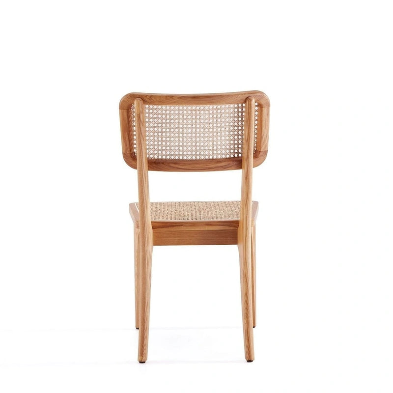 Sedia da pranzo in rattan e canna con struttura in legno di frassino