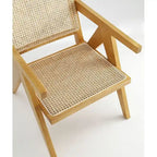 Sedia da pranzo in rattan e canna con struttura in legno di frassino