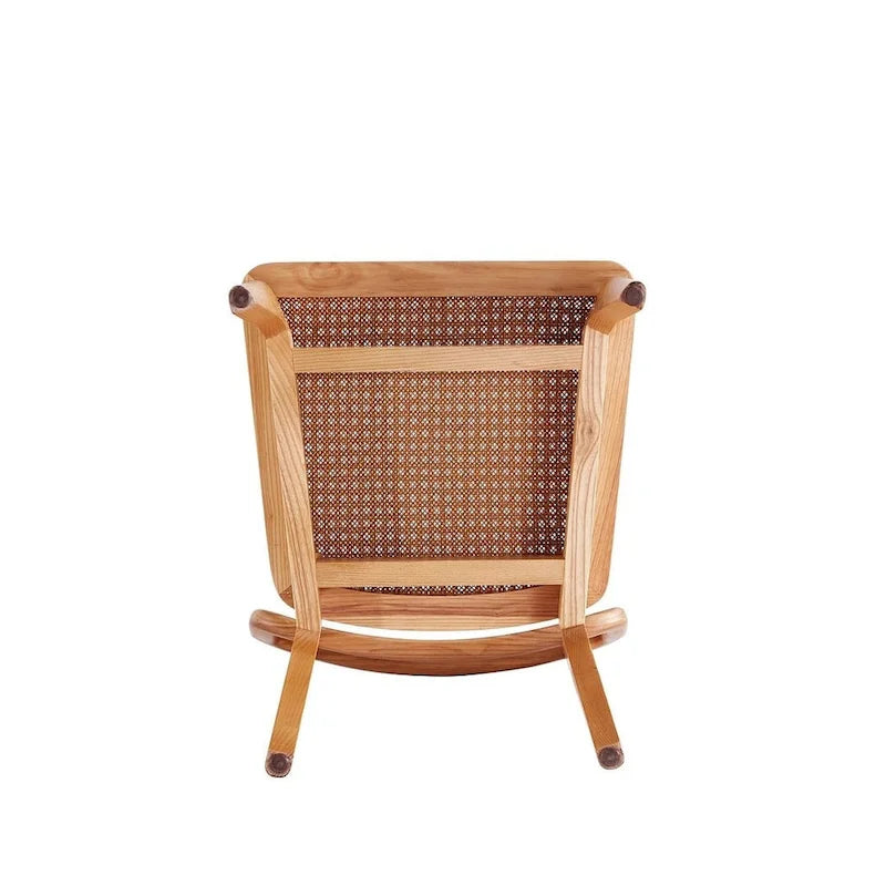 Sedia da pranzo in rattan e canna con struttura in legno di frassino