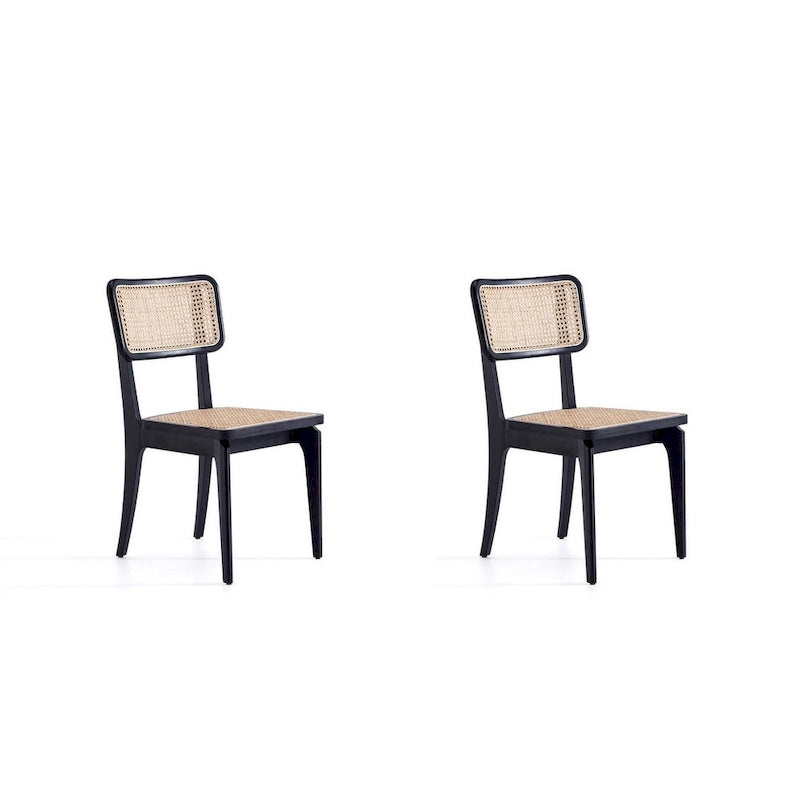 Sedia da pranzo in rattan e canna con struttura in legno di frassino