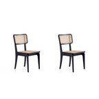 Sedia da pranzo in rattan e canna con struttura in legno di frassino