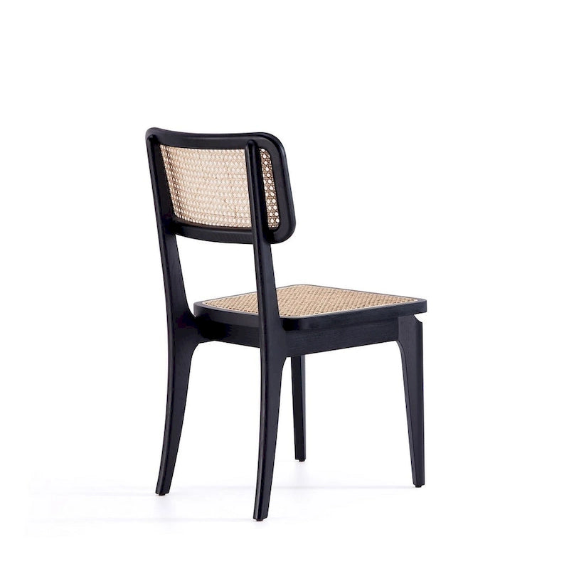 Sedia da pranzo in rattan e canna con struttura in legno di frassino