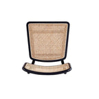 Sedia da pranzo in rattan e canna con struttura in legno di frassino