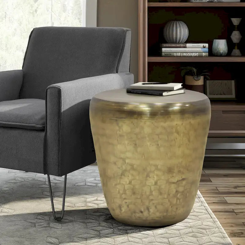Tavolino d'appoggio in metallo industriale, completamente assemblato - 50,8 L x 50,8 P x 55,9 H cm