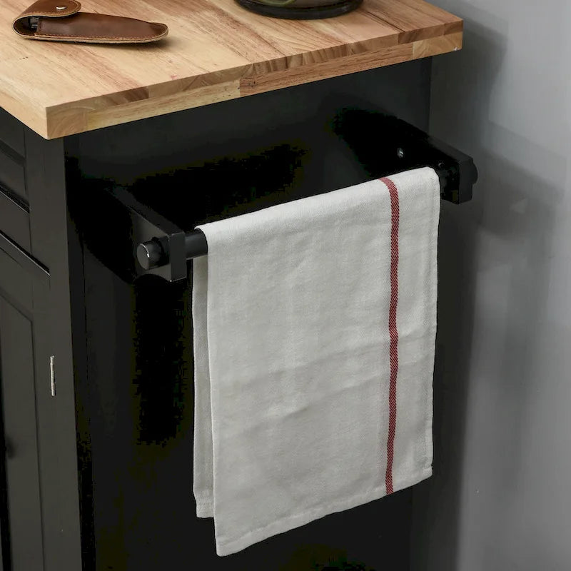 Carrello da cucina con ripiano in gomma, cassetti, portaspezie e portasciugamani