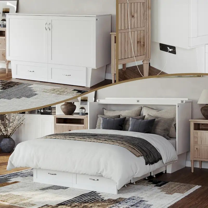 Letto a scomparsa matrimoniale a cassettone con materasso