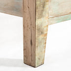Letto in legno di teak di recupero con testiera geometrica a esagoni