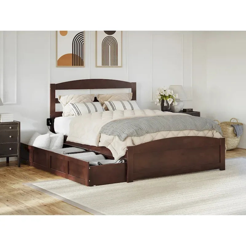 Letto a piattaforma con pediera e 2 cassetti portaoggetti