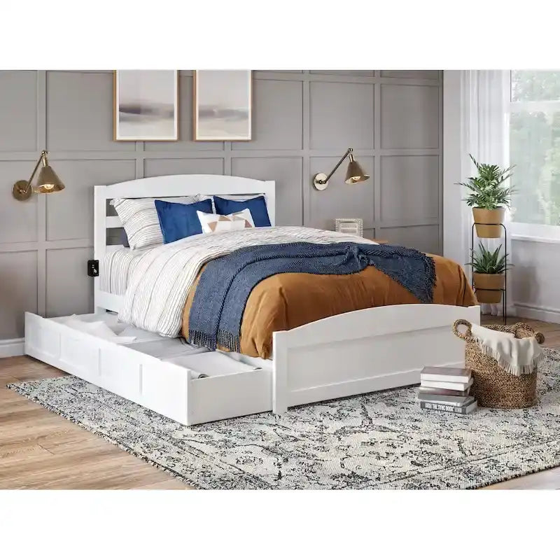 Letto a piattaforma con pediera e 2 cassetti portaoggetti