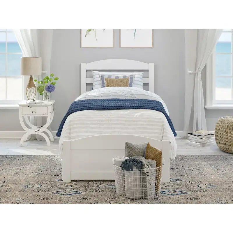 Letto a piattaforma con pediera e 2 cassetti portaoggetti