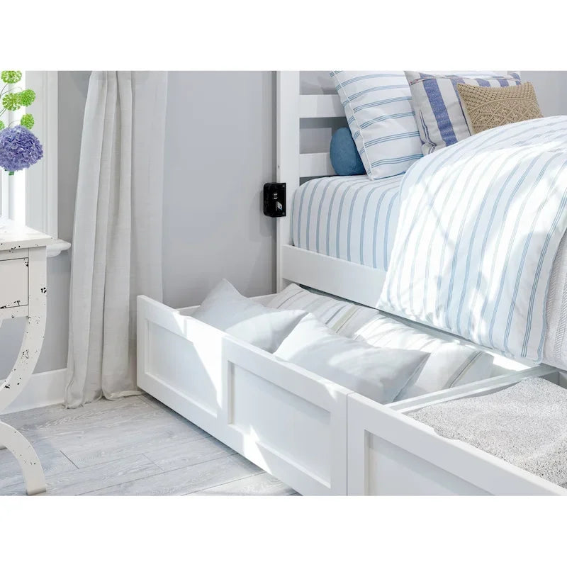Letto a piattaforma con pediera e 2 cassetti portaoggetti