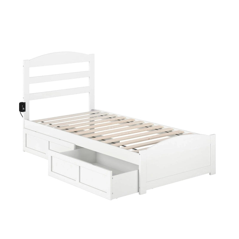 Letto a piattaforma con pediera e 2 cassetti portaoggetti