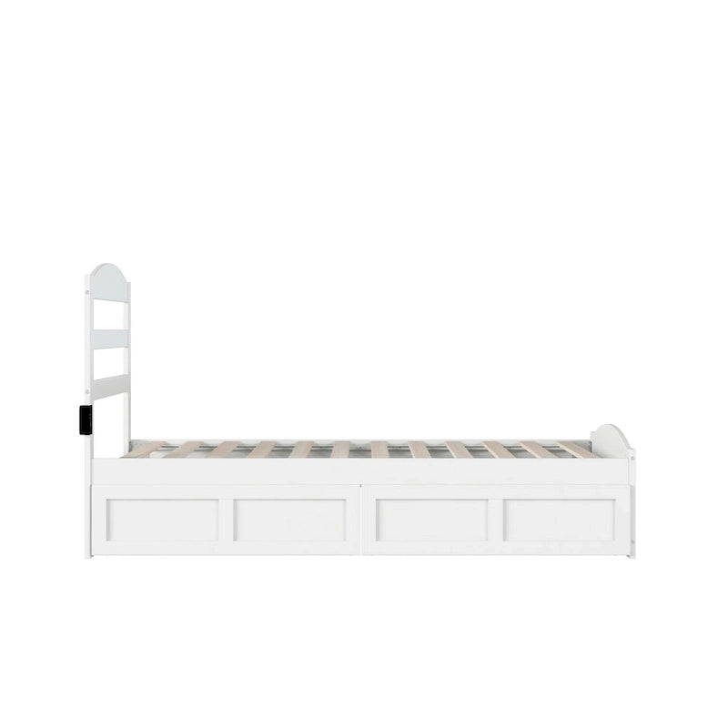 Letto a piattaforma con pediera e 2 cassetti portaoggetti