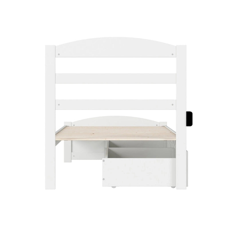 Letto a piattaforma con pediera e 2 cassetti portaoggetti