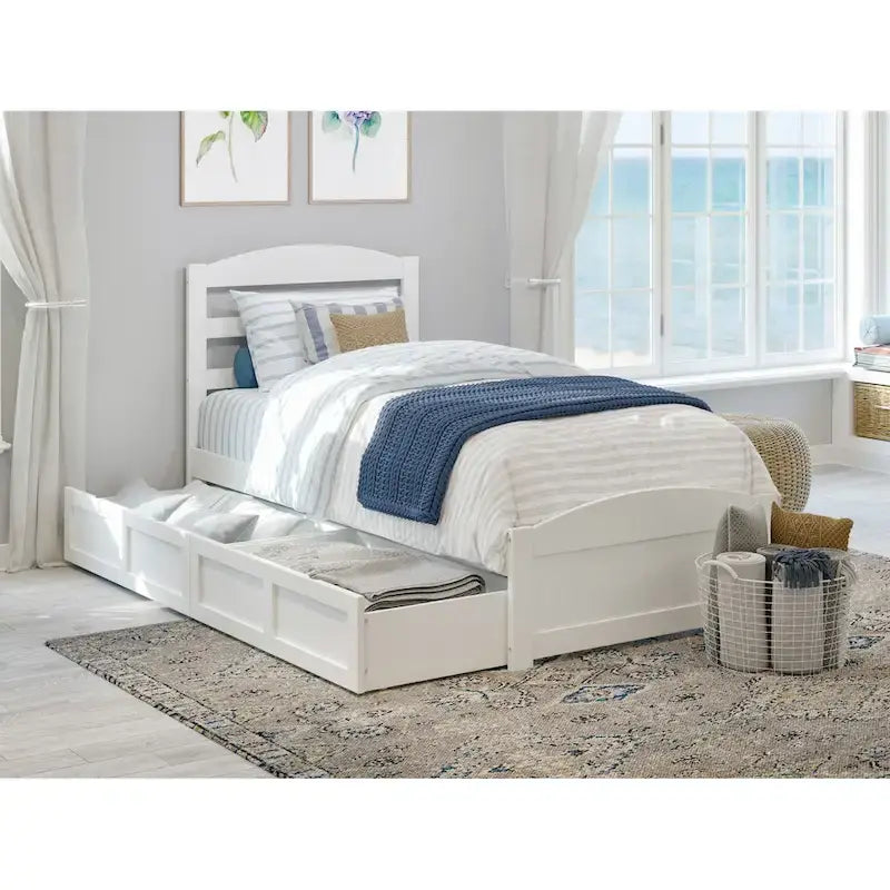 Letto a piattaforma con pediera e 2 cassetti portaoggetti