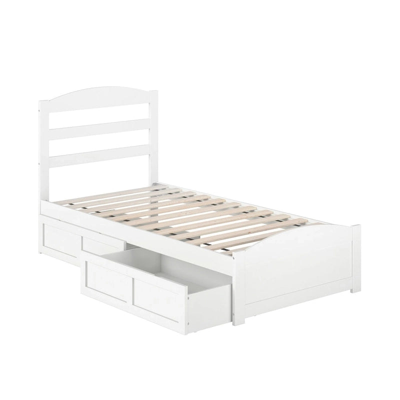 Letto a piattaforma con pediera e 2 cassetti portaoggetti