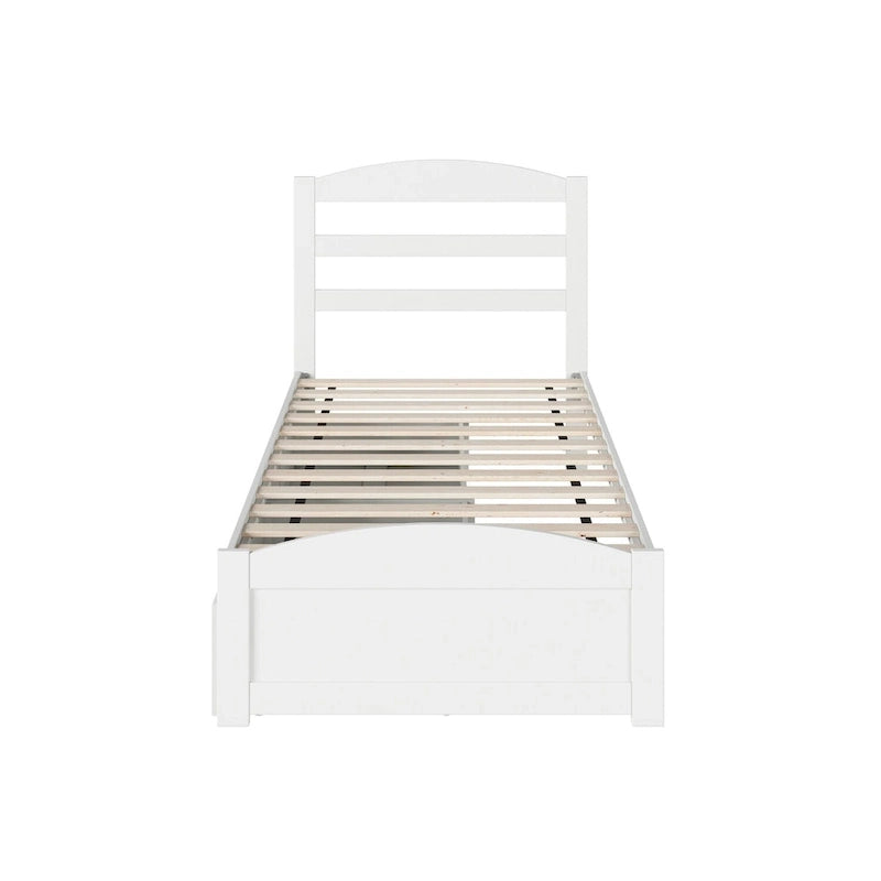 Letto a piattaforma con pediera e 2 cassetti portaoggetti