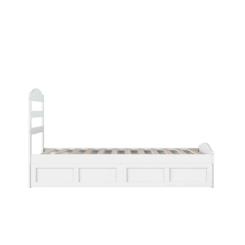 Letto a piattaforma con pediera e 2 cassetti portaoggetti