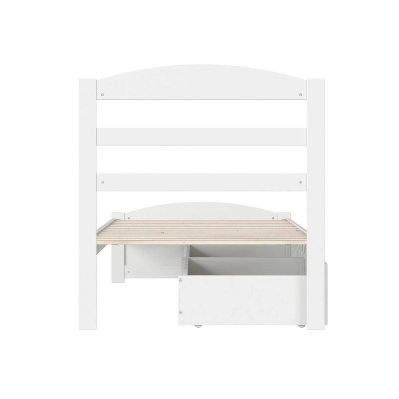 Letto a piattaforma con pediera e 2 cassetti portaoggetti