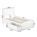Letto a piattaforma con pediera e 2 cassetti portaoggetti