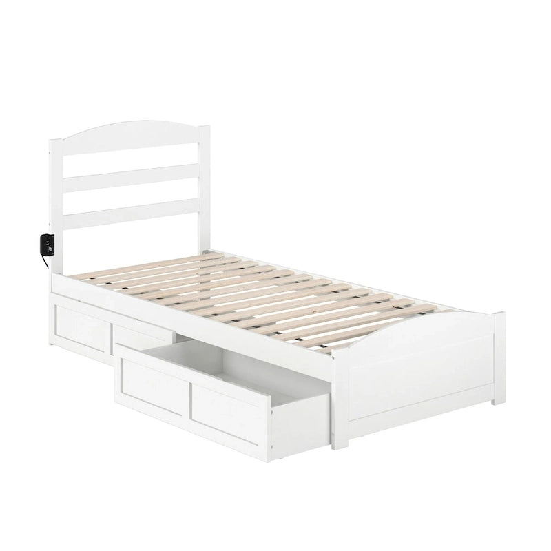Letto a piattaforma con pediera e 2 cassetti portaoggetti
