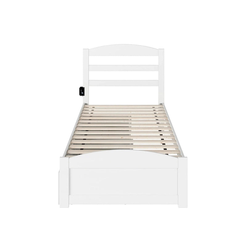 Letto a piattaforma con pediera e 2 cassetti portaoggetti