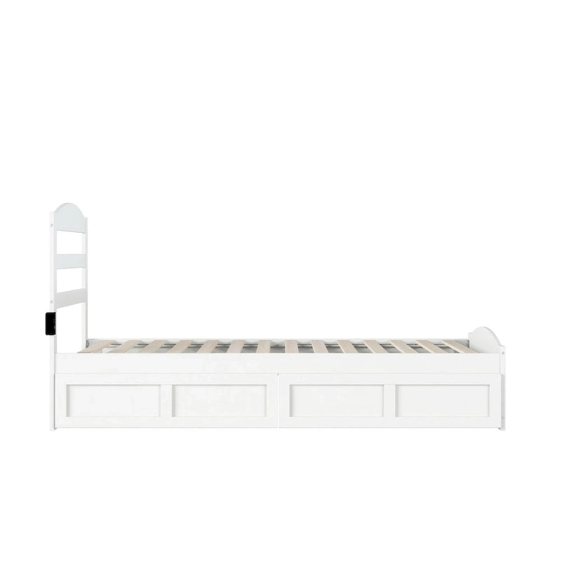 Letto a piattaforma con pediera e 2 cassetti portaoggetti