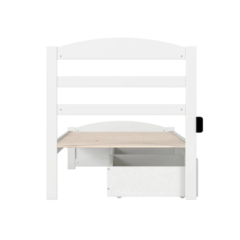 Letto a piattaforma con pediera e 2 cassetti portaoggetti