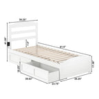 Letto a piattaforma con pediera e 2 cassetti portaoggetti