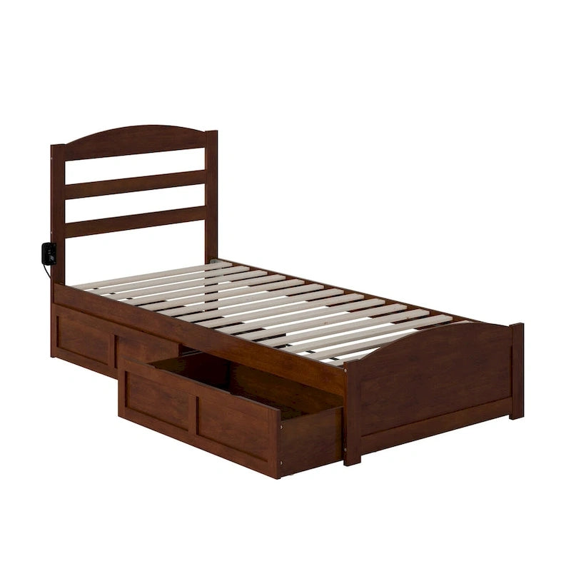 Letto a piattaforma con pediera e 2 cassetti portaoggetti