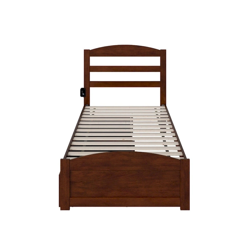 Letto a piattaforma con pediera e 2 cassetti portaoggetti