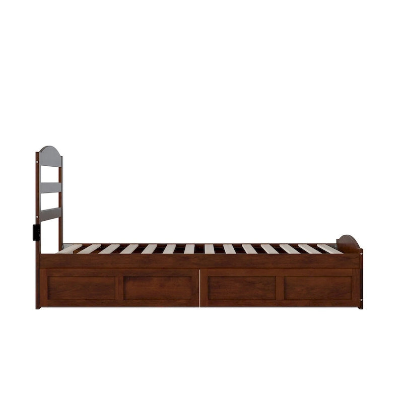 Letto a piattaforma con pediera e 2 cassetti portaoggetti