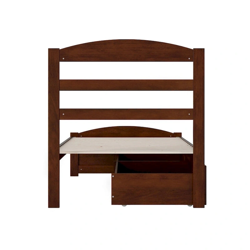 Letto a piattaforma con pediera e 2 cassetti portaoggetti