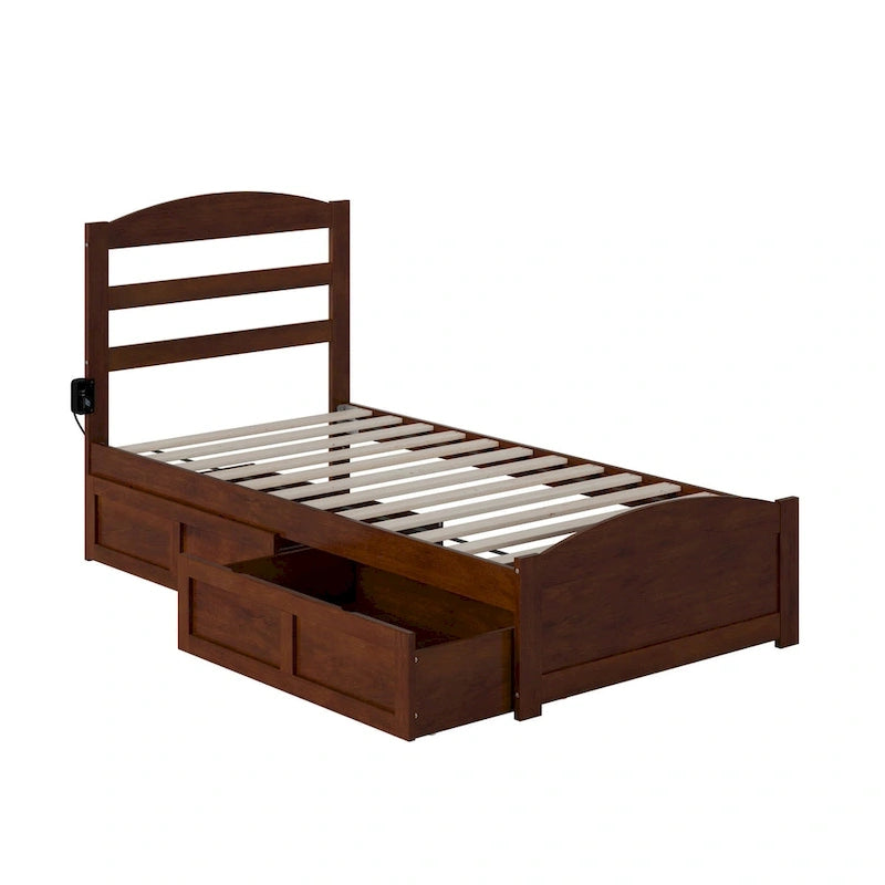 Letto a piattaforma con pediera e 2 cassetti portaoggetti