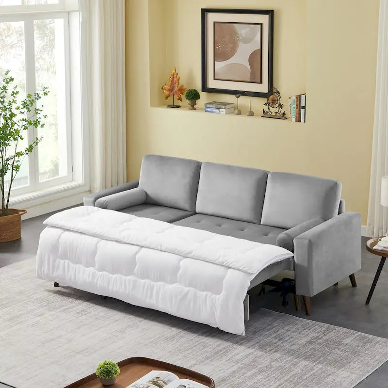 Divano letto angolare 88 estraibile reversibile con contenitore, divano letto angolare con chaise longue contenitore sinistra/destra