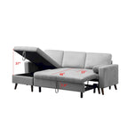 Divano letto angolare 88 estraibile reversibile con contenitore, divano letto angolare con chaise longue contenitore sinistra/destra