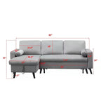 Divano letto angolare 88 estraibile reversibile con contenitore, divano letto angolare con chaise longue contenitore sinistra/destra