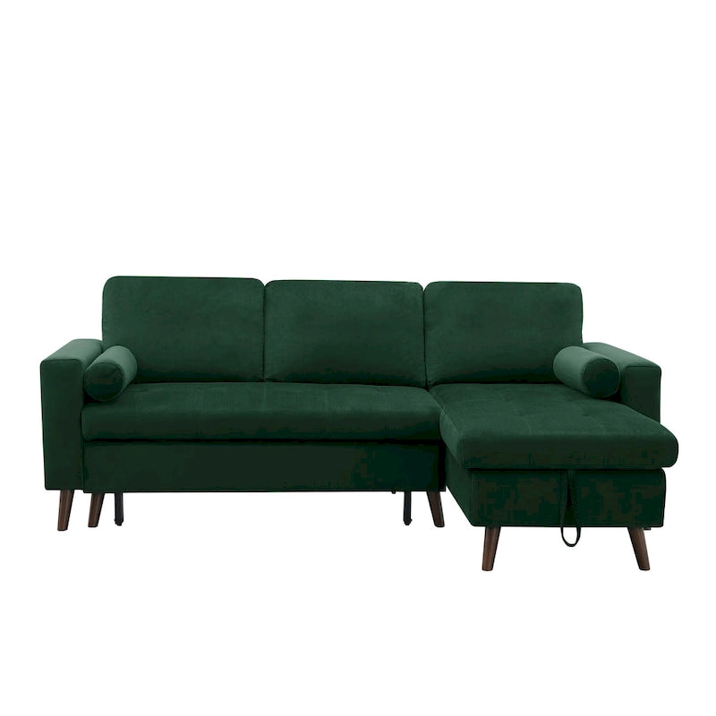 Divano letto angolare 88 estraibile reversibile con contenitore, divano letto angolare con chaise longue contenitore sinistra/destra