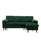 Divano letto angolare 88 estraibile reversibile con contenitore, divano letto angolare con chaise longue contenitore sinistra/destra