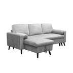 Divano letto angolare 88 estraibile reversibile con contenitore, divano letto angolare con chaise longue contenitore sinistra/destra