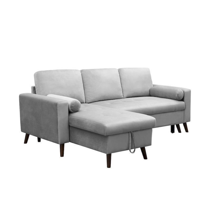 Divano letto angolare 88 estraibile reversibile con contenitore, divano letto angolare con chaise longue contenitore sinistra/destra