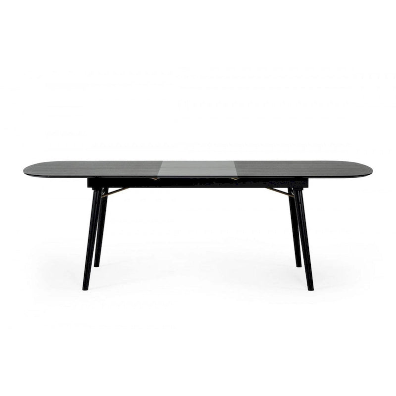 Tavolo da Pranzo Ovale Allungabile con Piano Effetto Legno – Grigio Antracite
