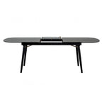 Tavolo da Pranzo Ovale Allungabile con Piano Effetto Legno – Grigio Antracite