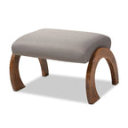 Pouf contemporaneo rivestito in tessuto con gambe ad arco
